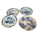 A COLLECTION OF THREE 19TH CENTURY JAPANESE BLUE AND WHITE PLATES Blue and white plates depicting