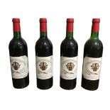 CH TEAU GRESSIER GRAND POUJEAUX, FRANCE, FOUR BOTTLES OF 1978 RED WINE.