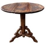 AN 18TH/19TH CENTURY PROVINCIAL PINE CIRCLE TABLE Supported on scrolling triform base. (h 66cm x