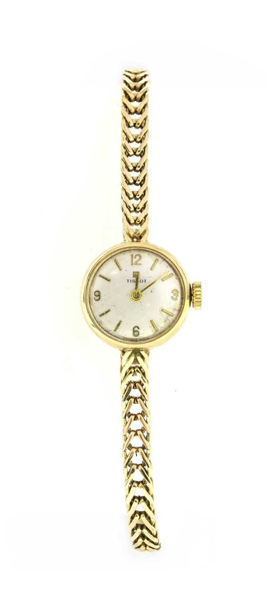 A ladies' 9ct gold Tissot mechanical bracelet watch,