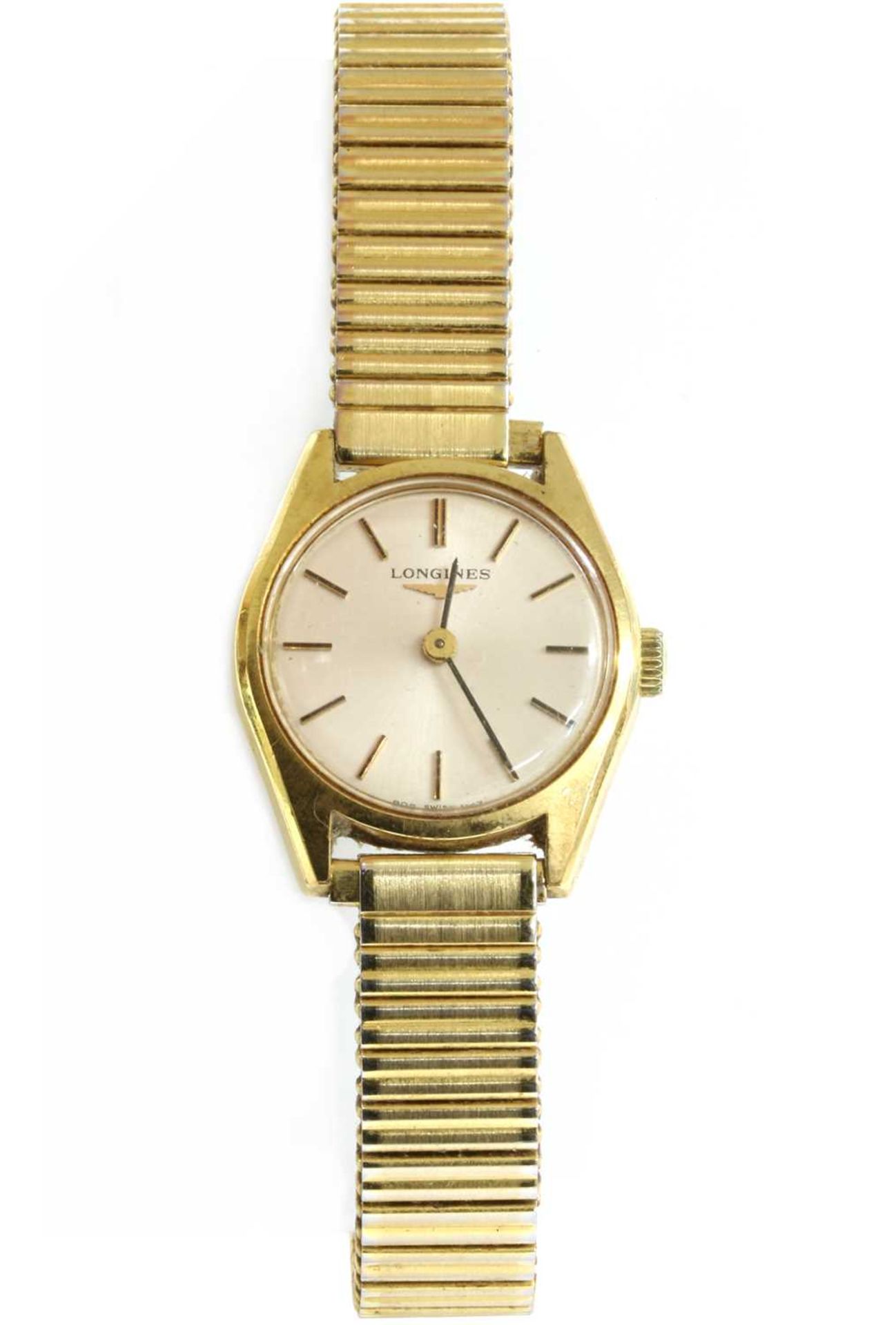 A ladies' gold plated Longines mechanical bracelet watch,