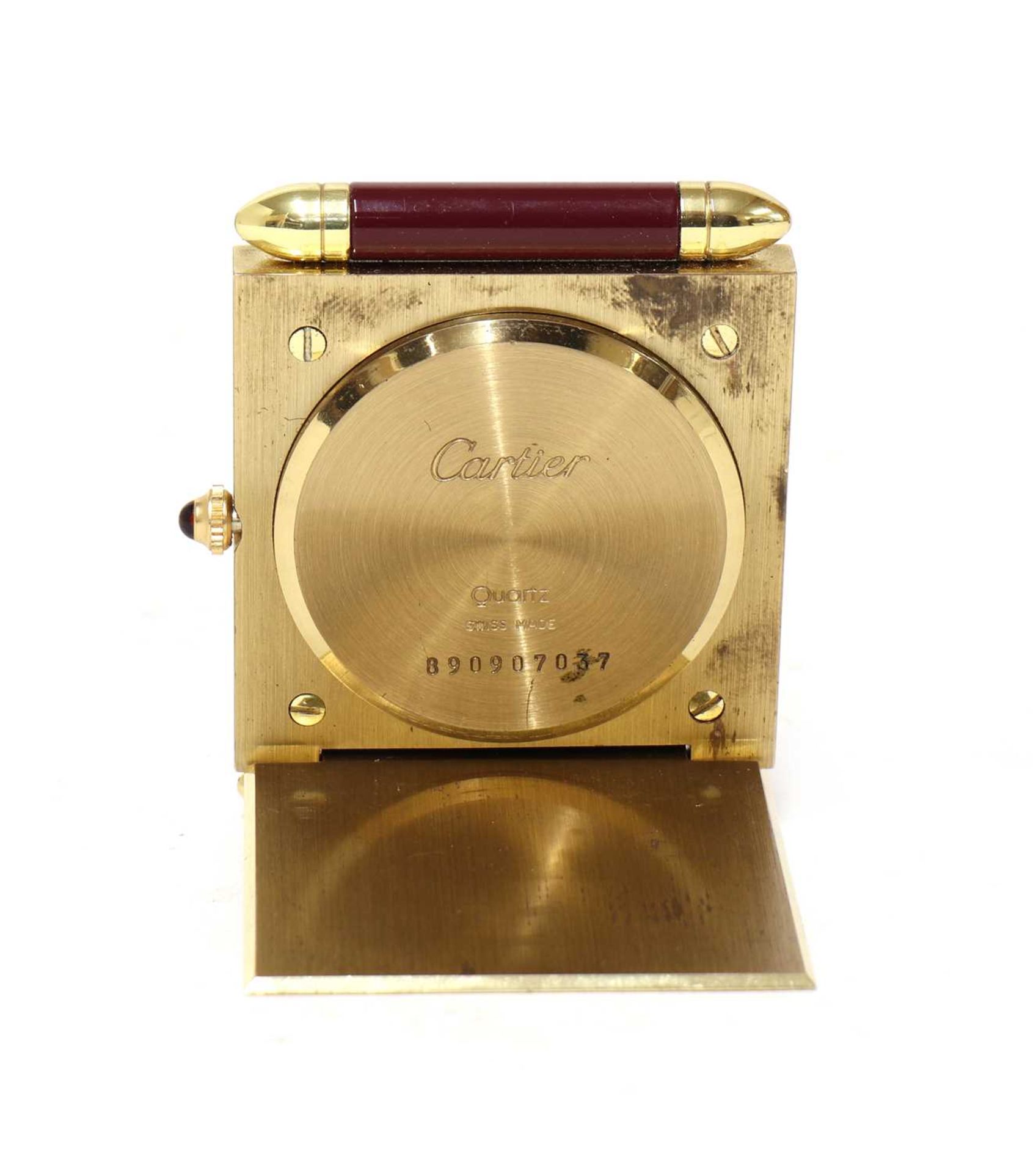 A Cartier 'Quadrant' folding travel alarm clock, - Image 2 of 5