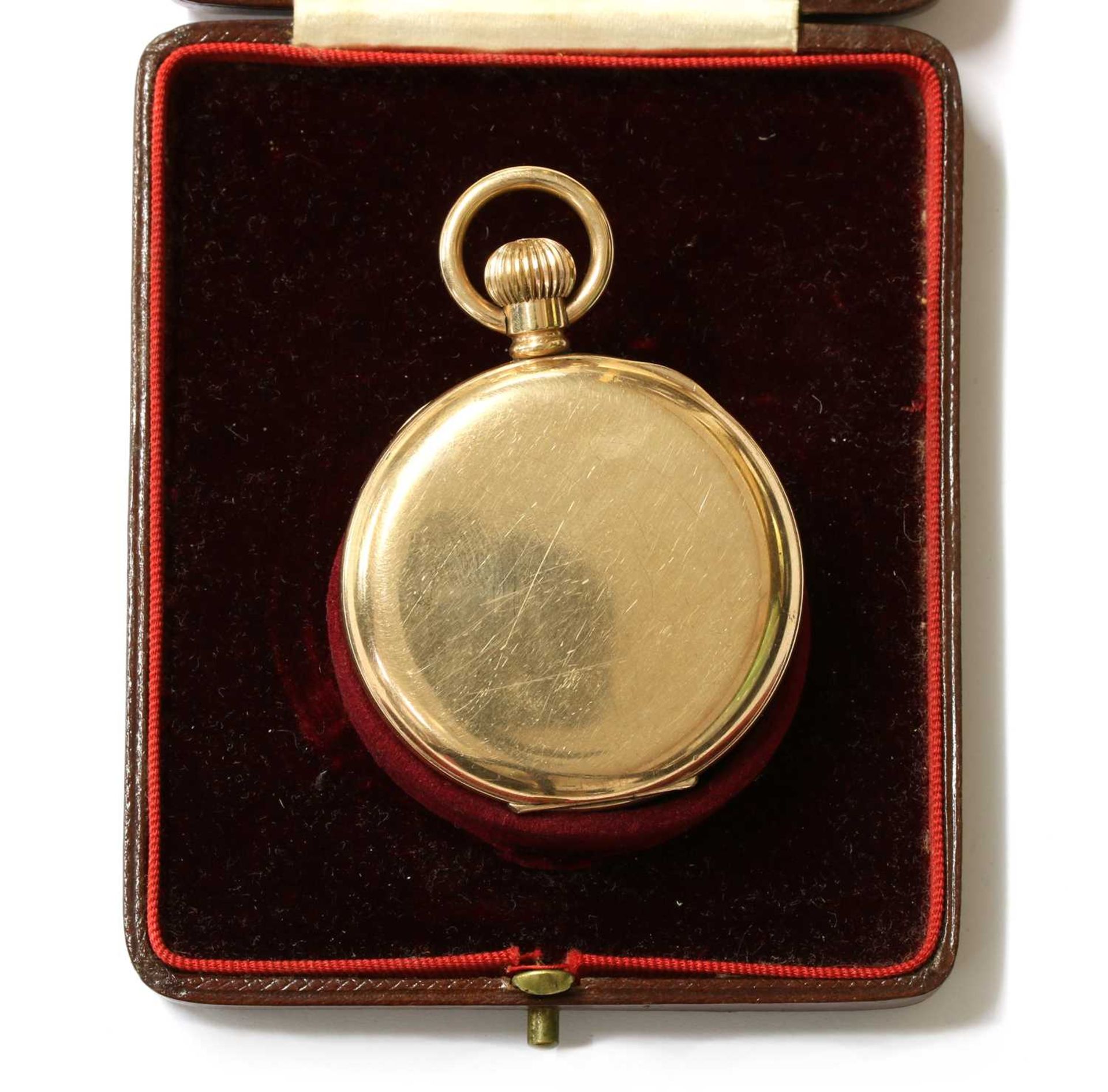 A cased rolled gold Omega open-faced pocket watch, - Image 2 of 3