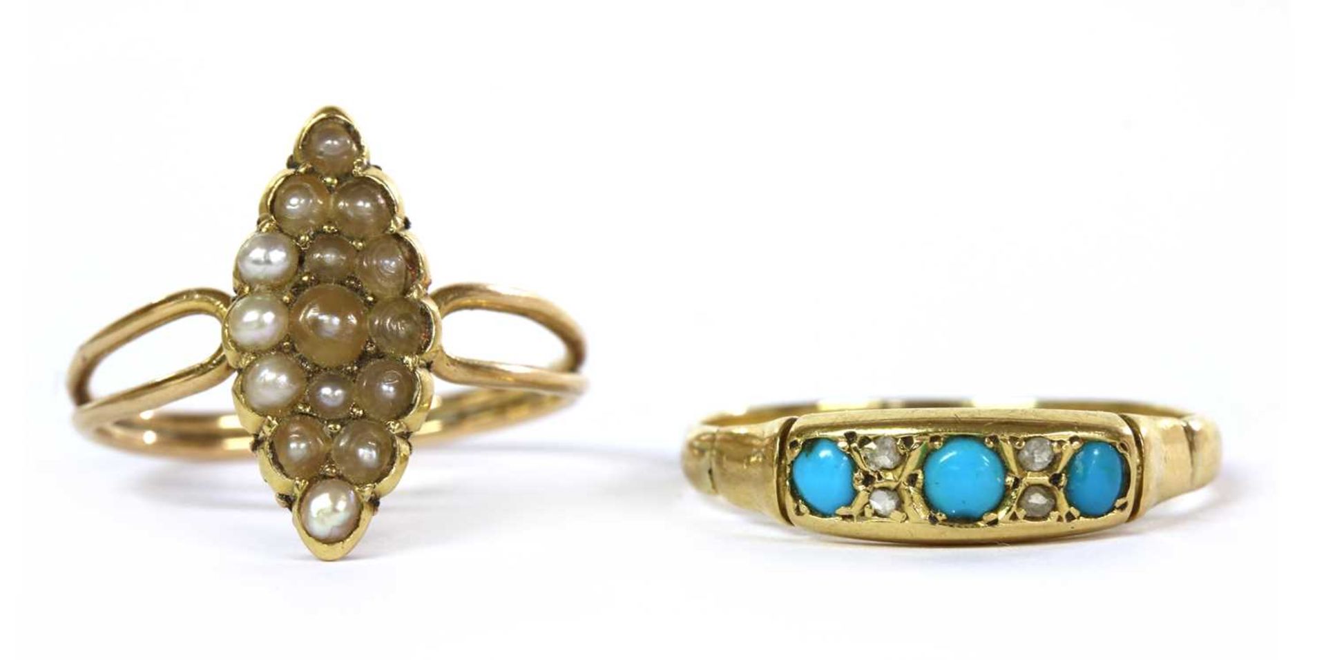 A Victorian gold turquoise and diamond ring,