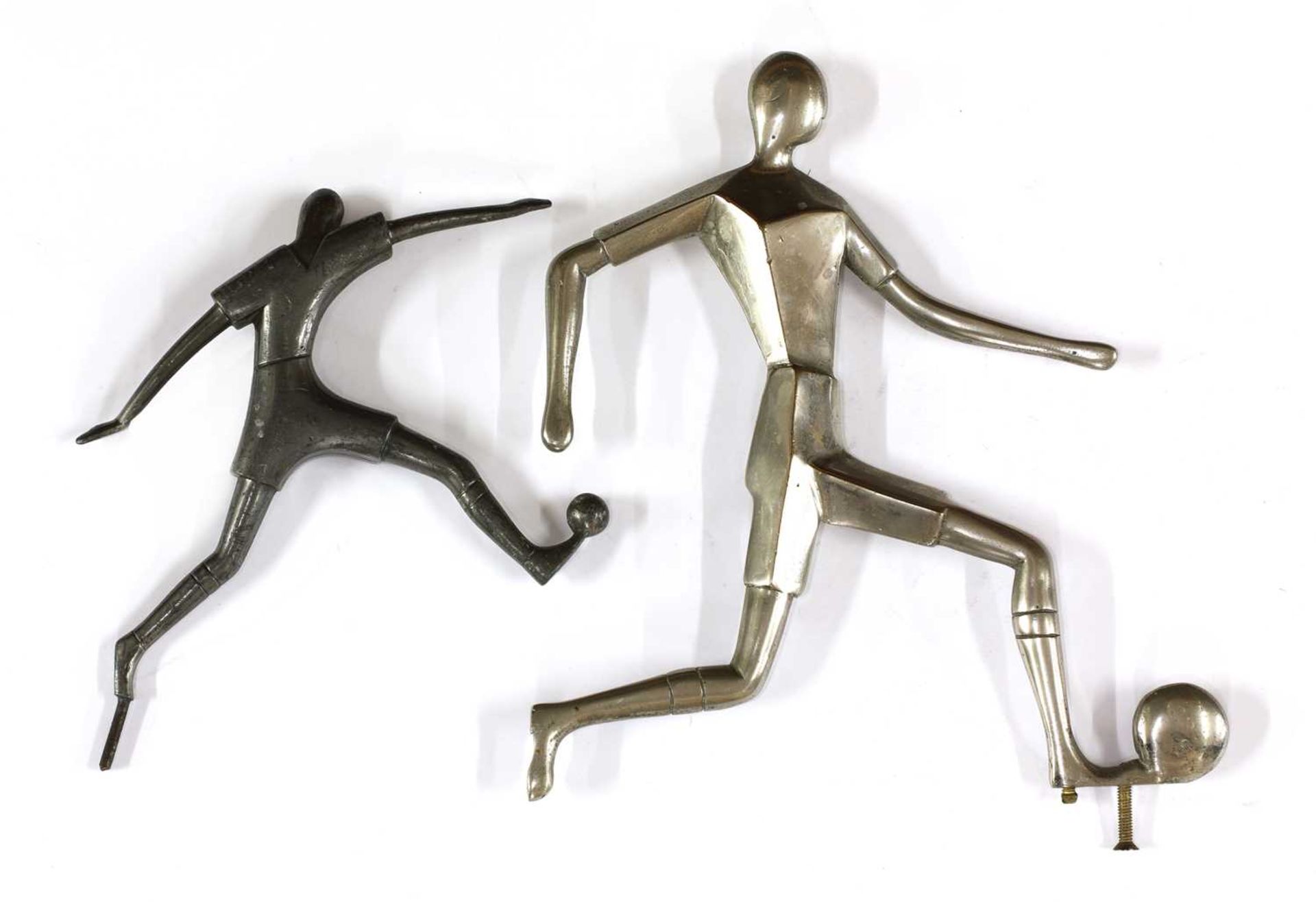 Two Hagenauer-style silvered and metal figures of footballers, - Image 2 of 2