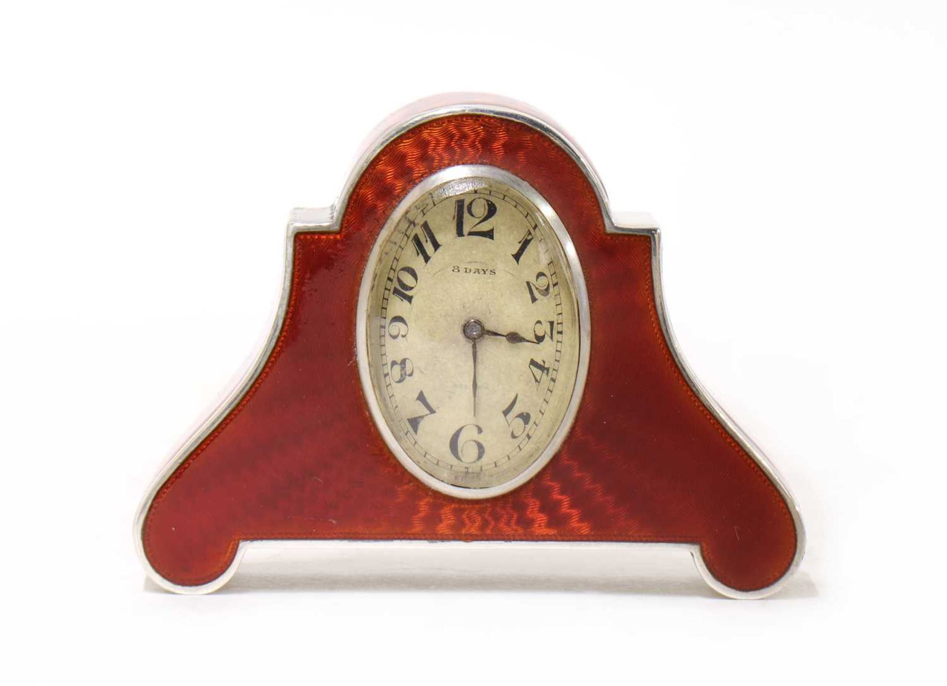 An Austrian silver and enamelled desk clock,