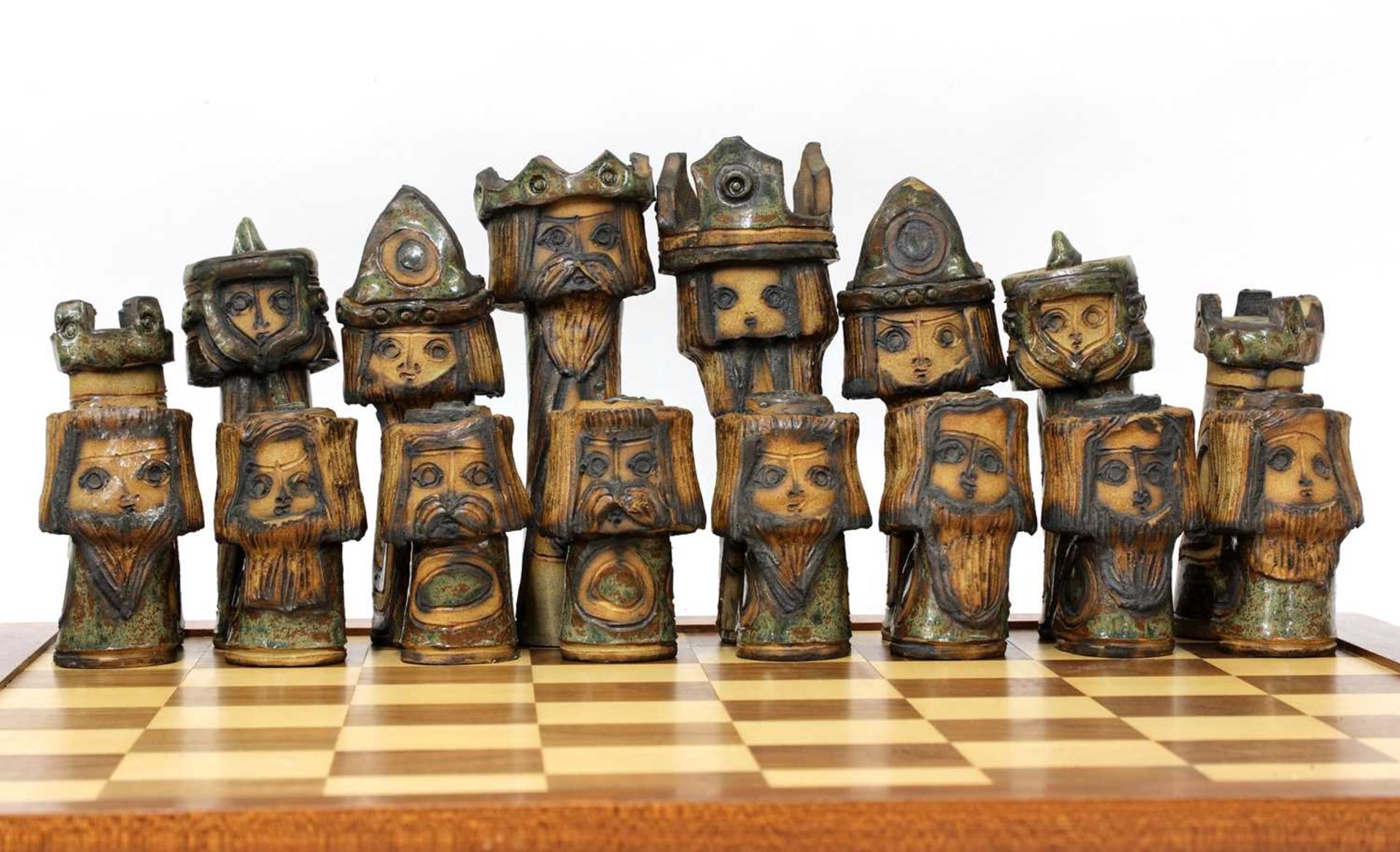 A studio pottery chess set,