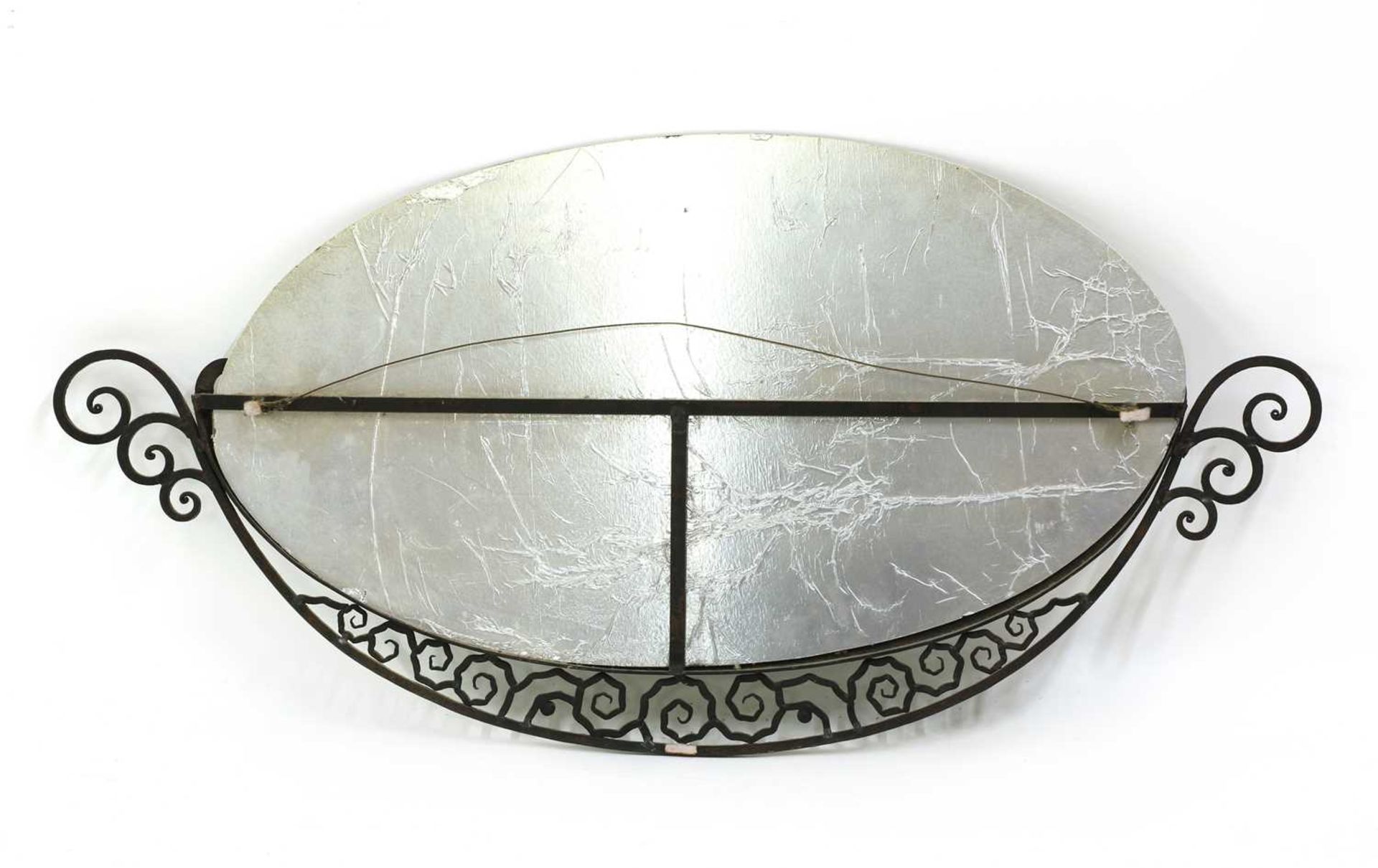 An Art Deco wrought iron wall mirror, - Image 2 of 2