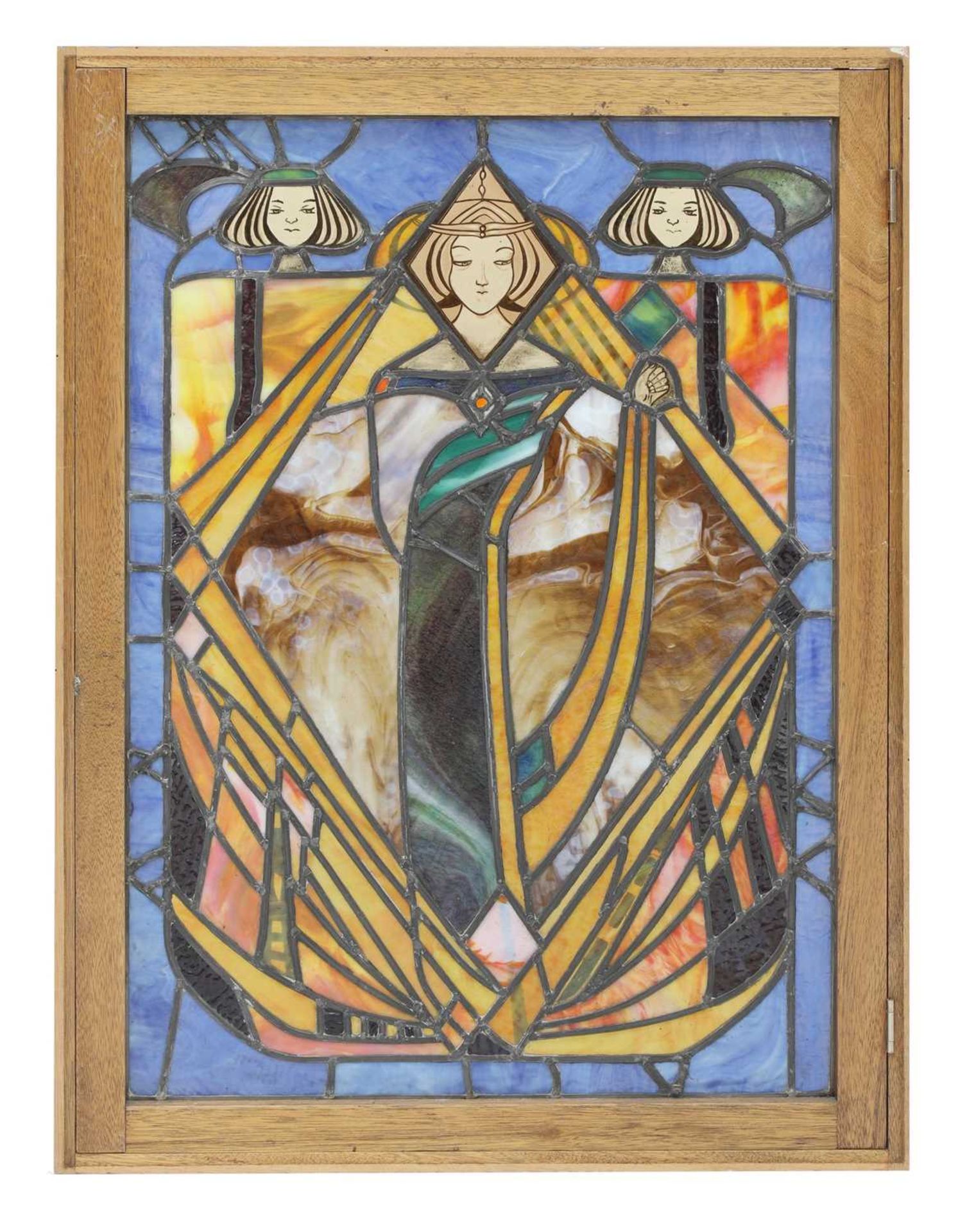 A Glasgow Style 'The Queens' stained glass window, - Image 2 of 2