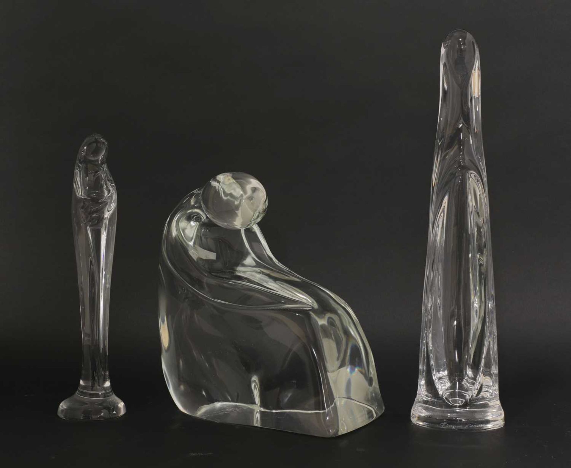 Three glass sculptures,