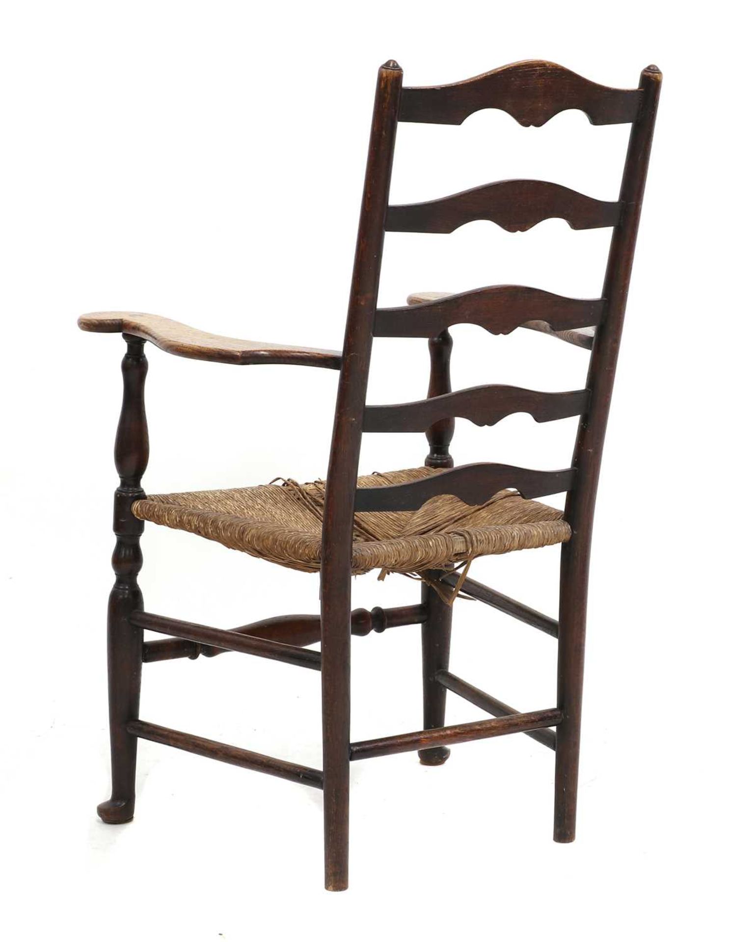 A Lutyens-style oak ladderback armchair, - Bild 3 aus 5