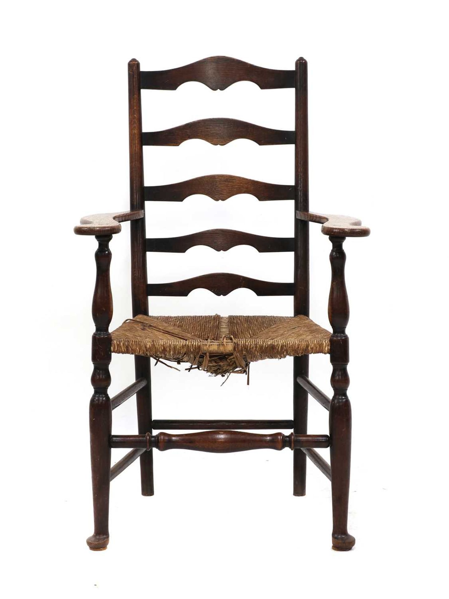 A Lutyens-style oak ladderback armchair, - Bild 2 aus 5