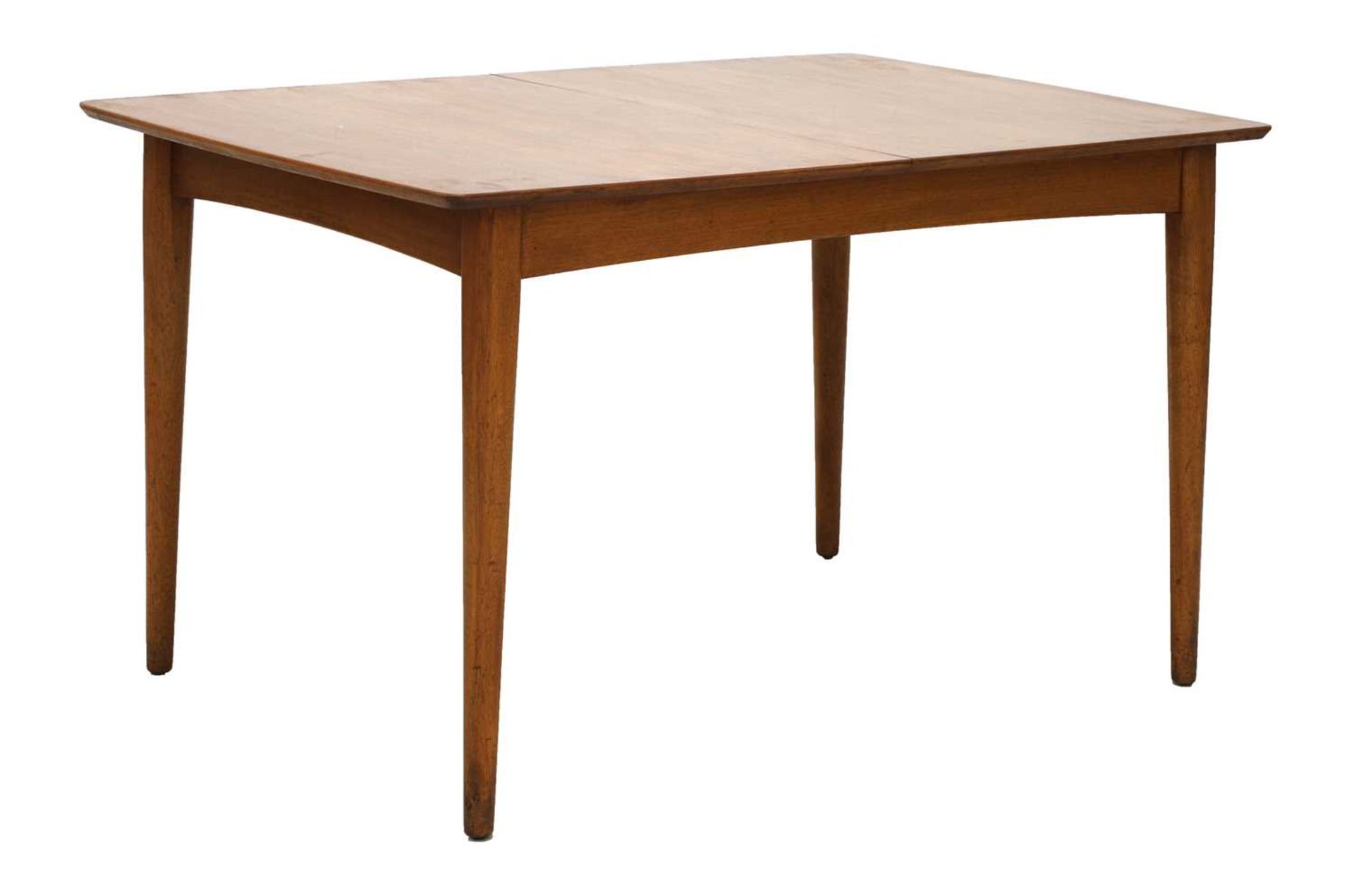 A teak draw-leaf dining table,