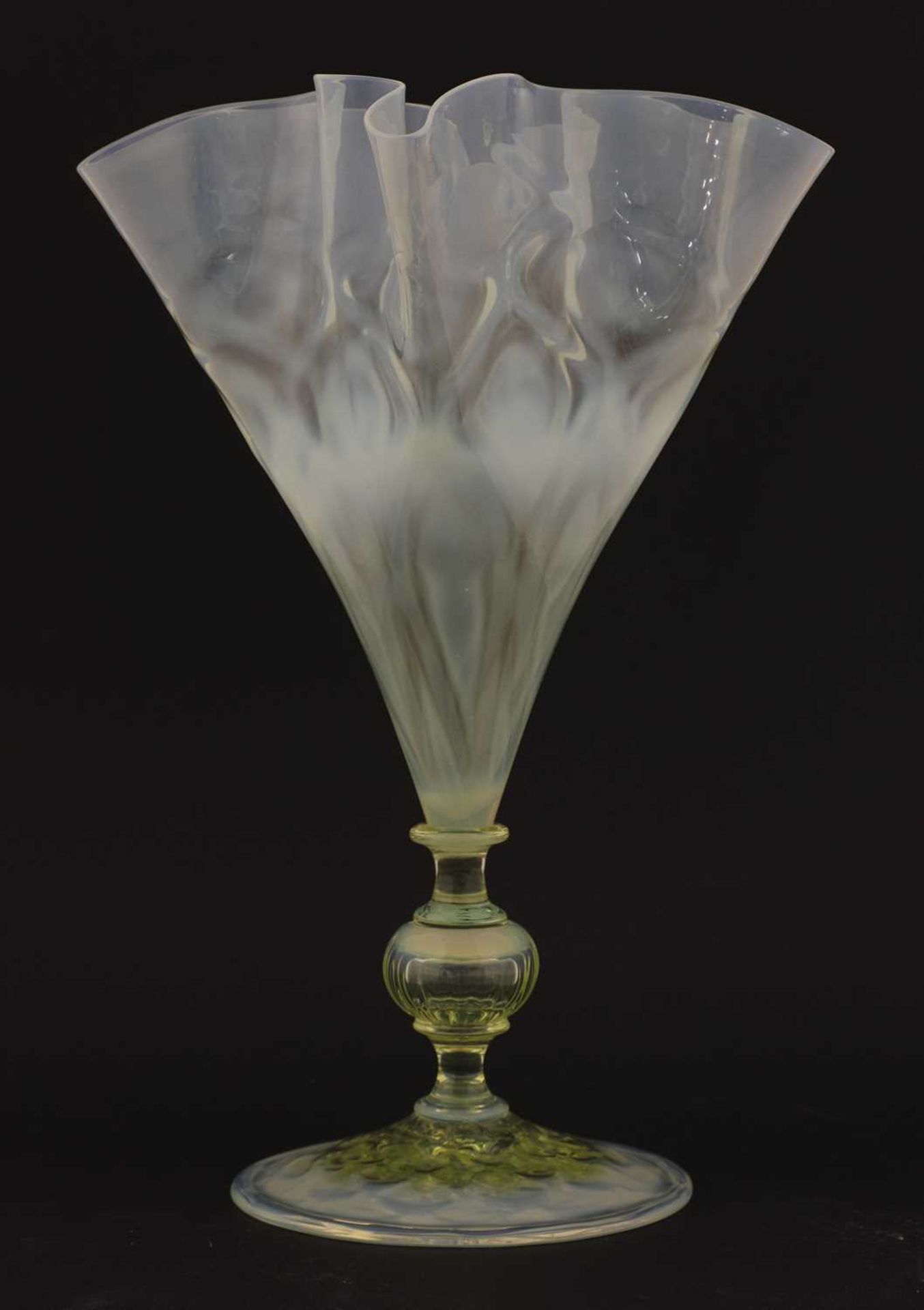 A James Powell & Sons Whitefriars opal glass goblet vase,