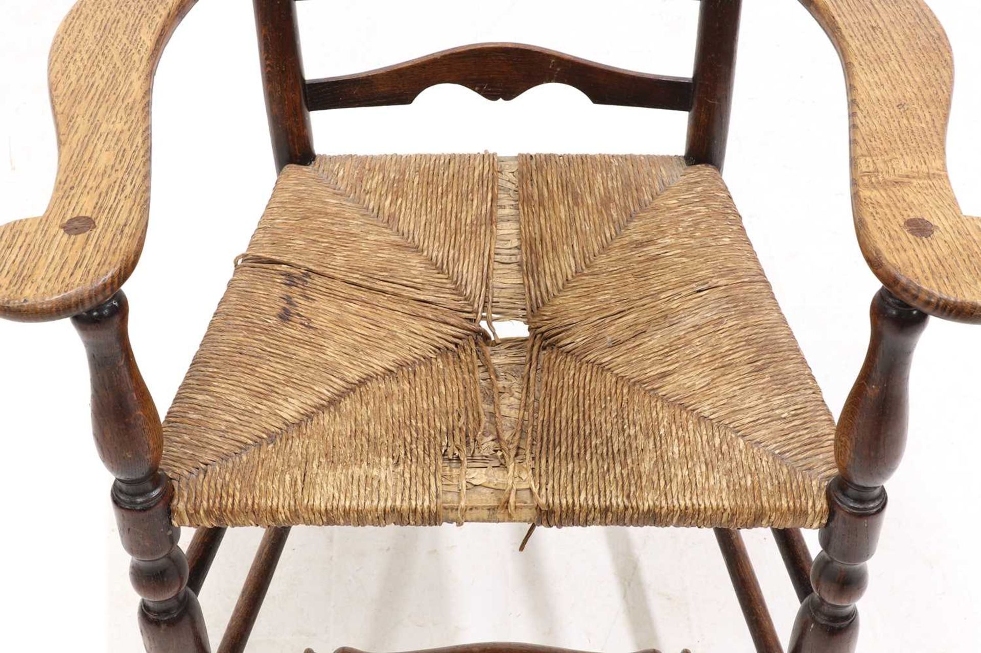 A Lutyens-style oak ladderback armchair, - Bild 5 aus 5