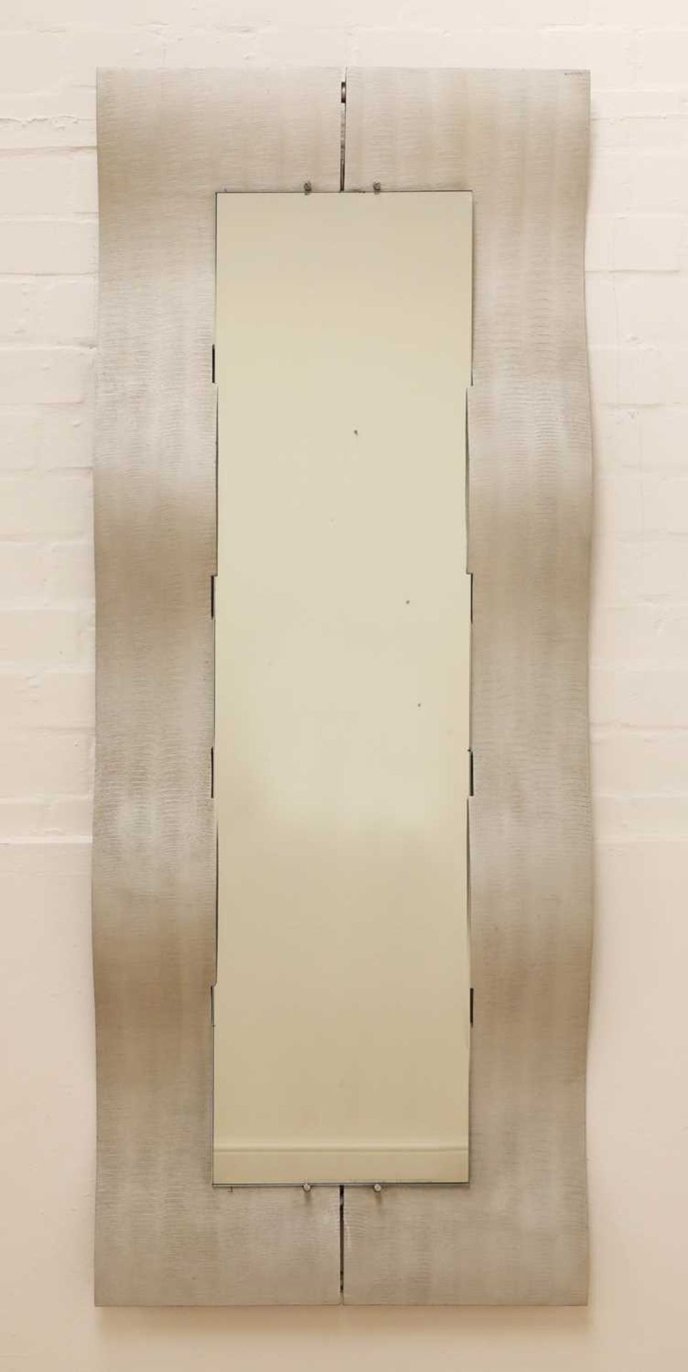 An Italian textured 'Wave' aluminium mirror, - Image 2 of 2