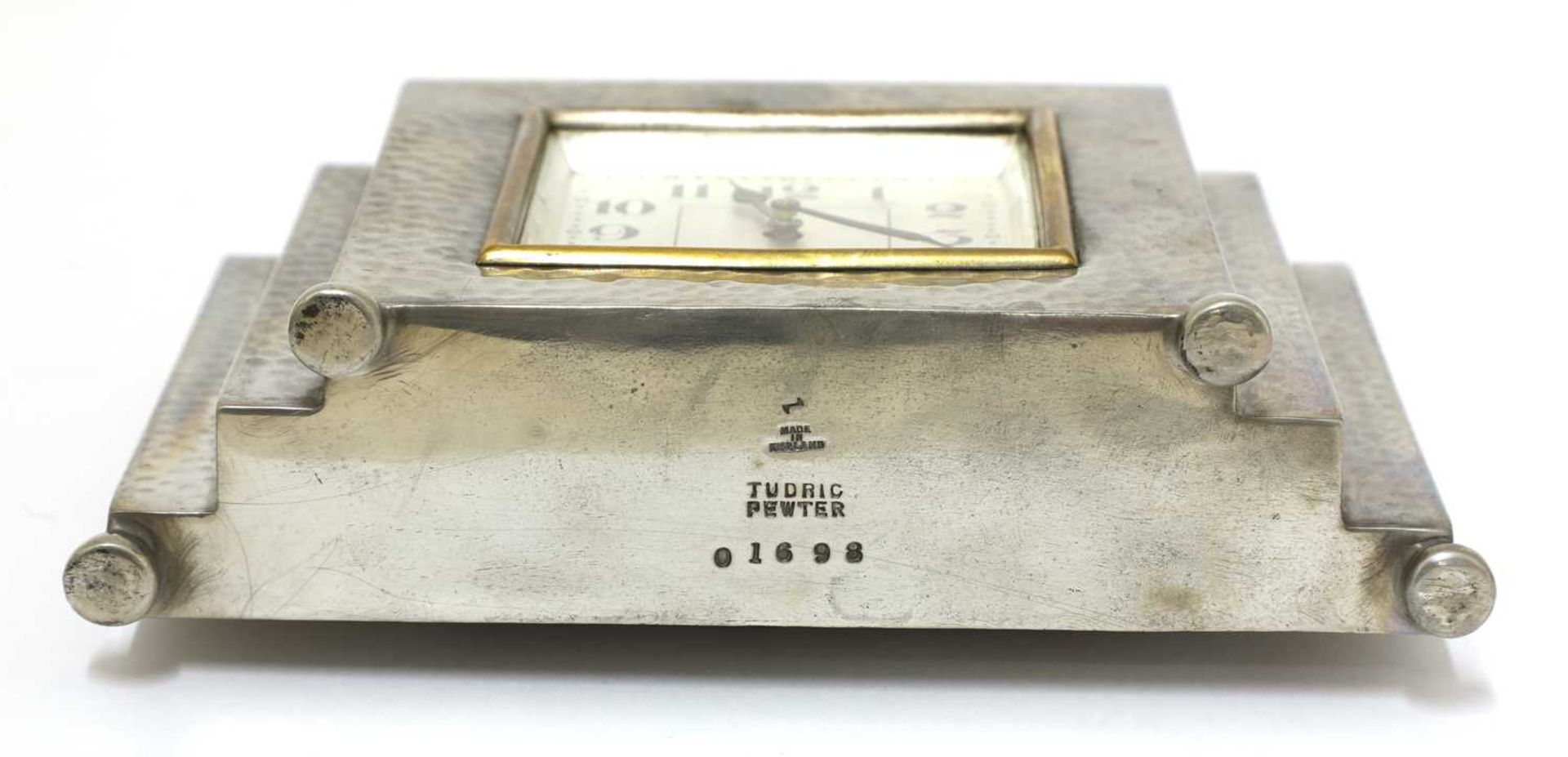 Three Art Deco pewter mantel clocks, - Image 6 of 7