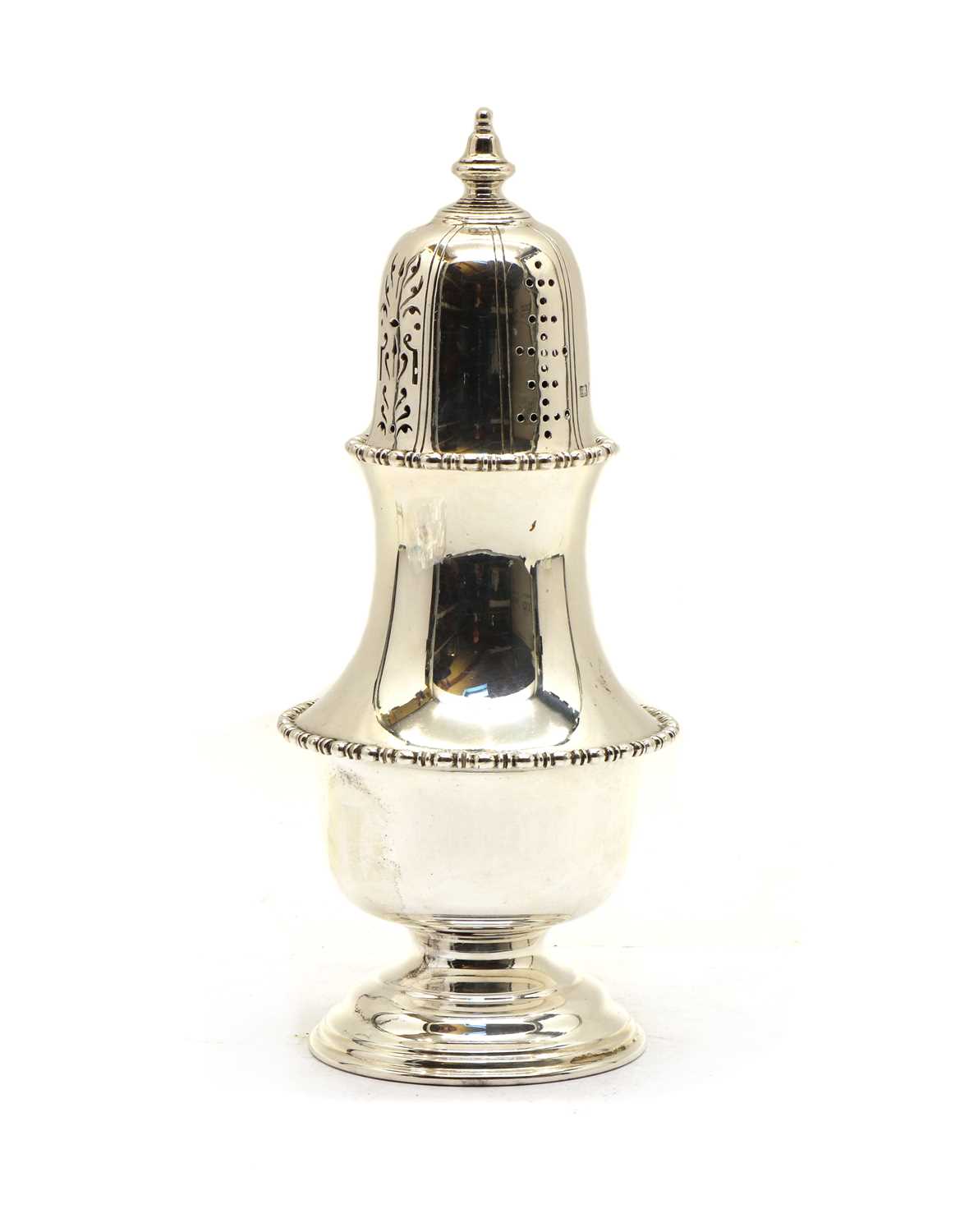 A silver sugar caster,