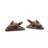 A pair of Chinese carved hardwood figures,
