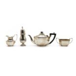 A silver three piece tea service,