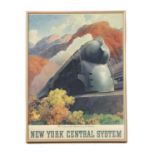 Two framed modern posters - 'New York via Le Harve et Southampton' and 'New York Central System',