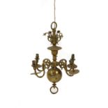 A Dutch 17th century style brass chandelier,