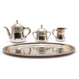 An Orivit four-part silver-plate Art Noveau tea service,