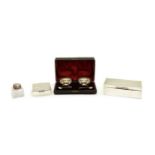 A cased pair of silver salts,