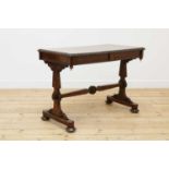 A late Regency or George IV pollard oak centre table,