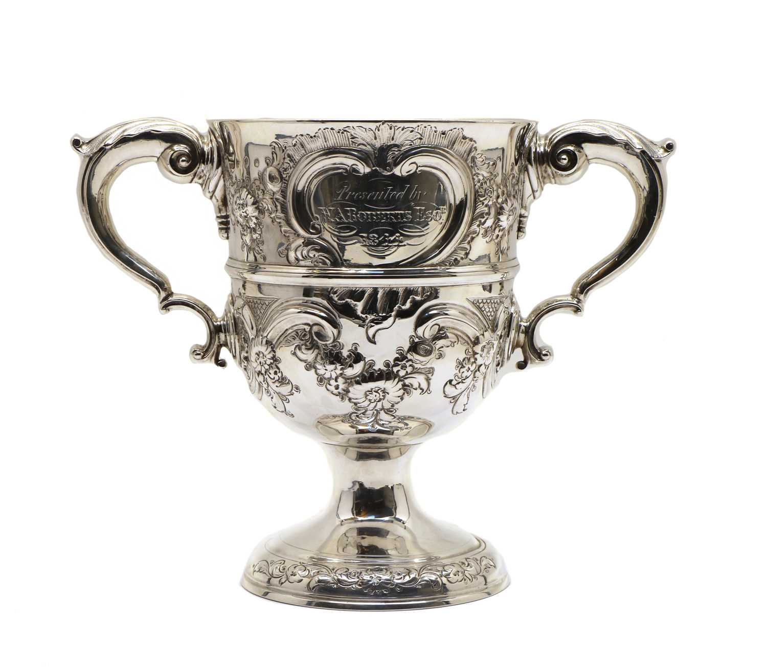 A George III Irish silver twin handled cup,