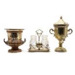 A collection of three silver plated items