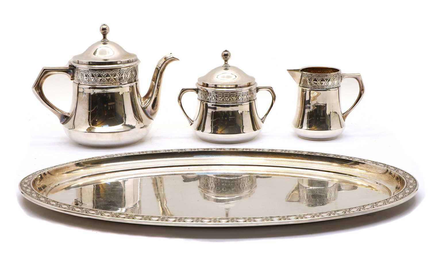 An Orivit four-part silver-plate Art Noveau tea service, - Image 3 of 3