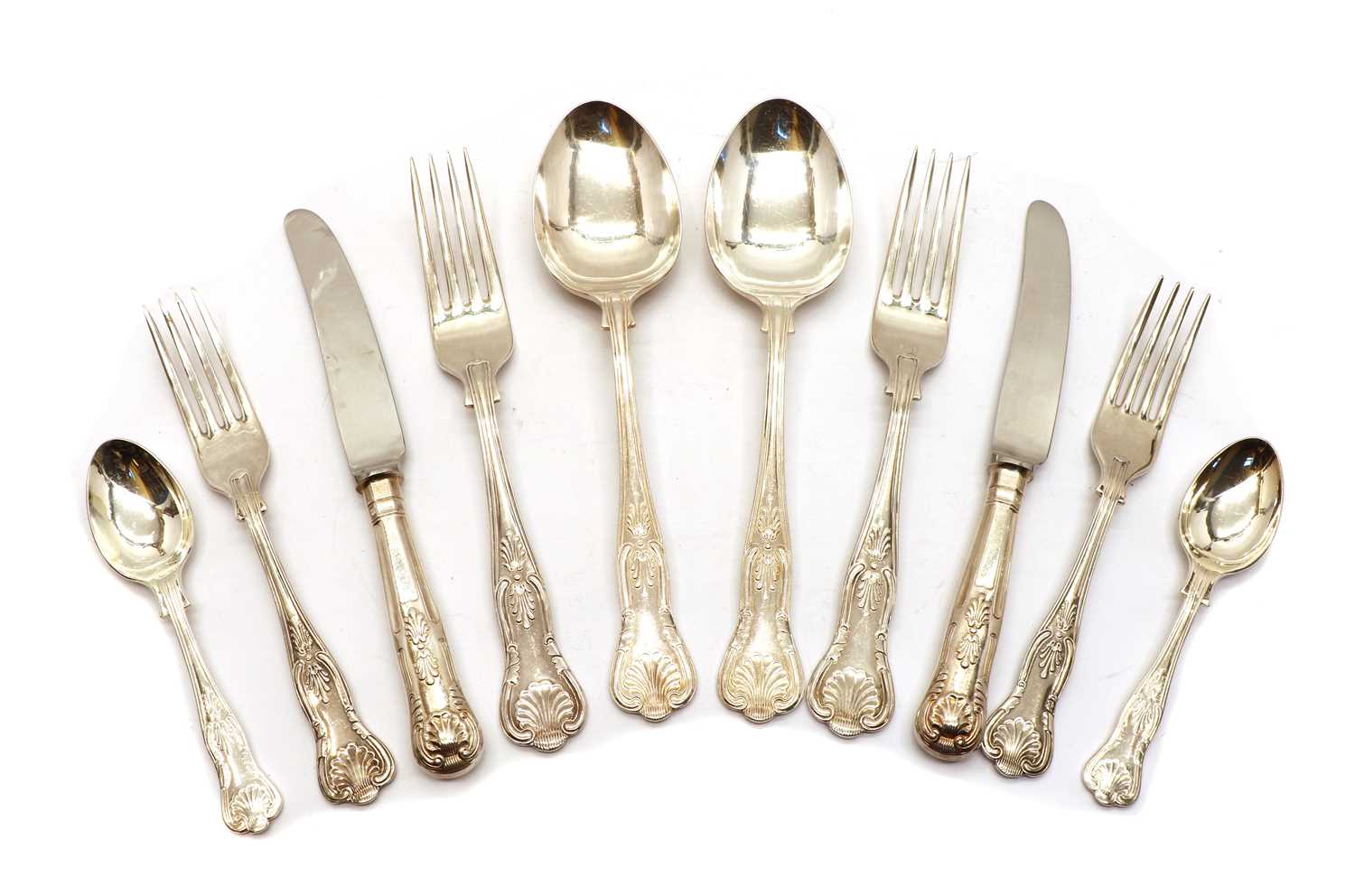 A collection of silver-plated Kings pattern flatware,