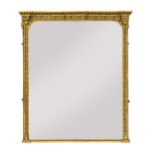 A Victorian gilt gesso overmantel mirror,