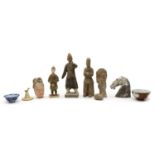 A collection of Chinese pottery tomb figures,