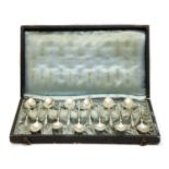 A cased set of twelve 800 standard Continental silver coffee spoons,