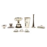 A collection of silver items,