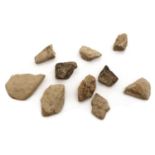 A collection of ten Mesopotamian clay proto Cuneiform table fragments,