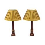 A pair of toleware type Besselink and Jones column lamps