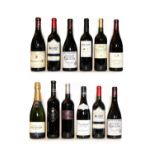A collection of French red wines and champagne (12 bottles)