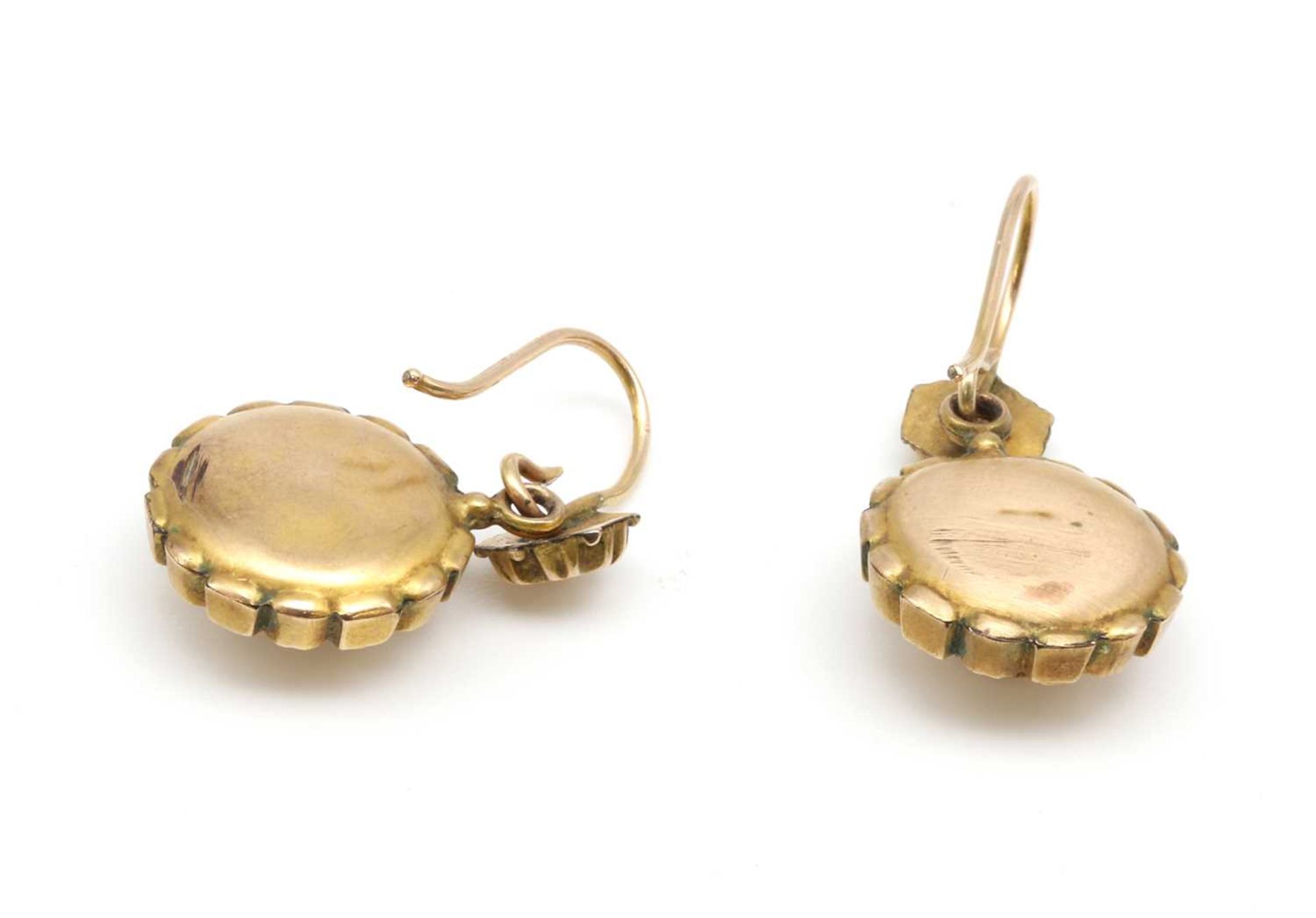 A pair of gold hollow drop earrings, - Image 2 of 2