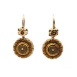 A pair of gold hollow drop earrings,