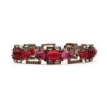 A German Art Deco silver paste set bracelet,