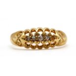 An 18ct gold diamond boat shaped ring,