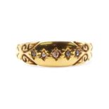 A Victorian 15ct gold five stone diamond ring,