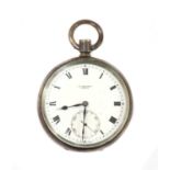A sterling silver top wind open-faced pocket watch,