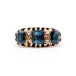 An 18ct gold sapphire and diamond ring,