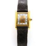 A vermeil silver gilt Must de Cartier quartz strap watch,