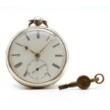 A sterling silver lever fusee open-faced pocket watch,