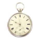 A Victorian sterling silver key wound open-faced pocket watch,